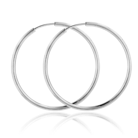 NWT Sterling Silver 20 mm Hoop Earrings - Picture 2 of 2